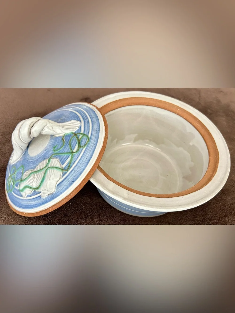 Mikael Carstanjen Handcrafted Blue and White Cape Cod Coastal Casserole Dish